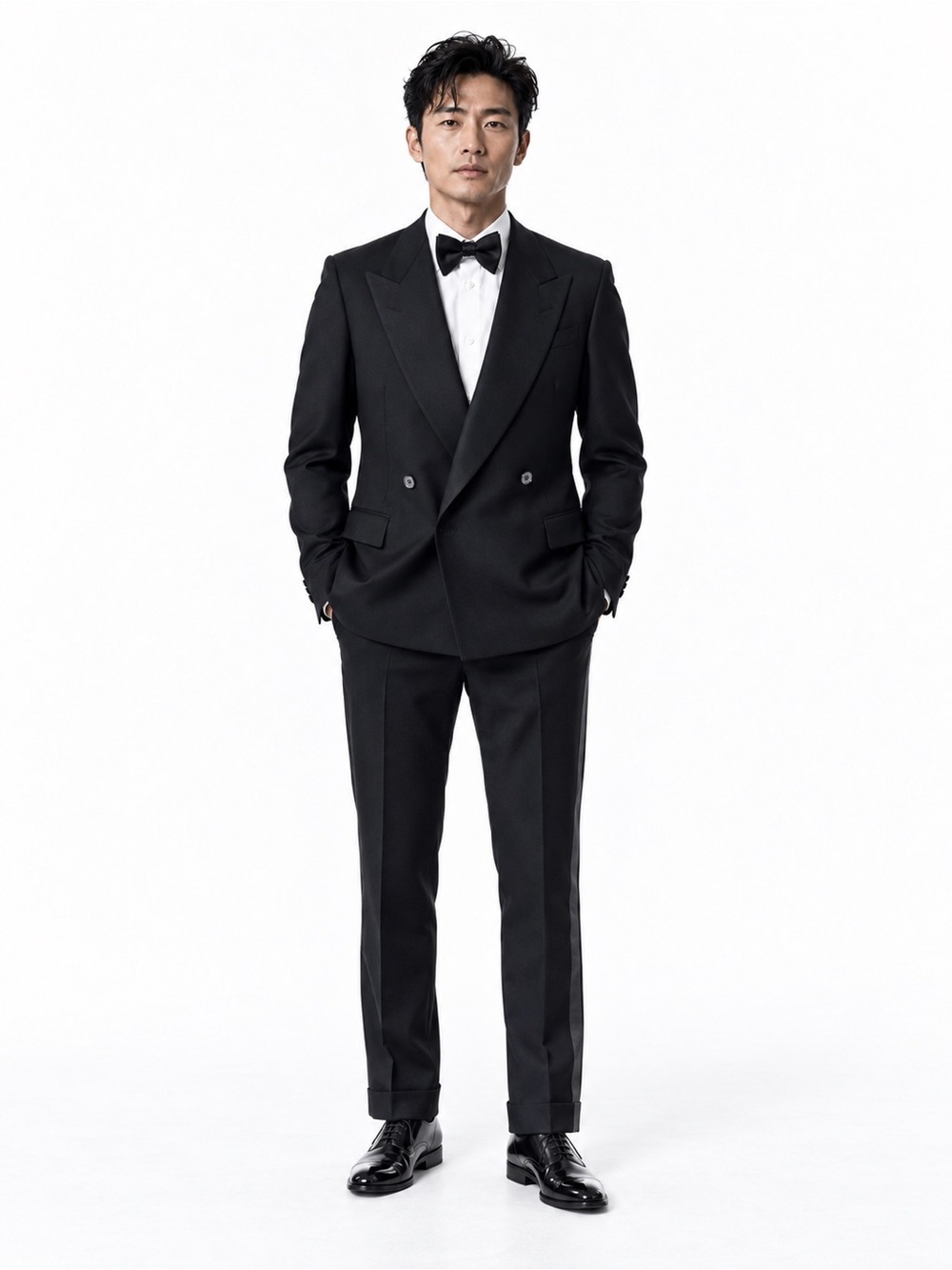Nino Cerruti Men’s Double-Breasted Tuxedo | Black | Luxury Formalwear | 40R